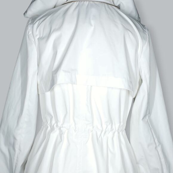 Banana Republic Jacket Womens XXS White Hooded Full Zip Parka Drawstring Waist - Picture 9 of 11